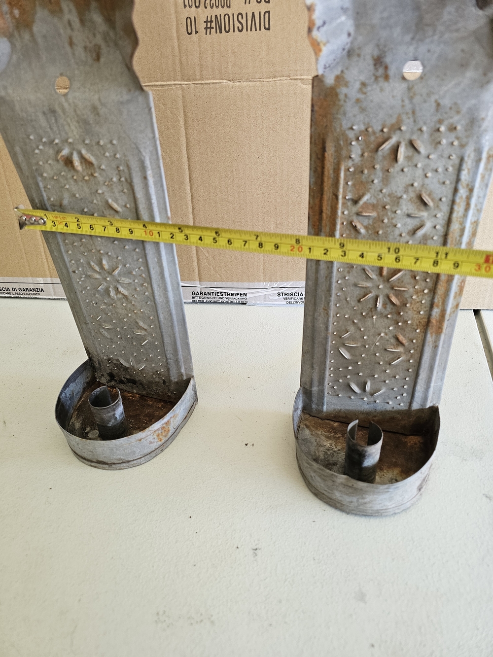 Pair of Vintage Metal Wall Sconces - Rustic Gray - Picture 4 of 8